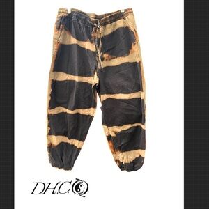 Men's Black and Brown Tie-Dye Pants